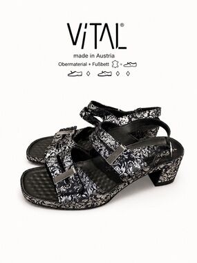 VITAL Austria Navy Floral Comfort Sandals Size 41 NWOT